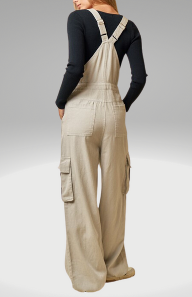 Cotton Twill Cargo Overall Jumpsuit-LOW STOCK