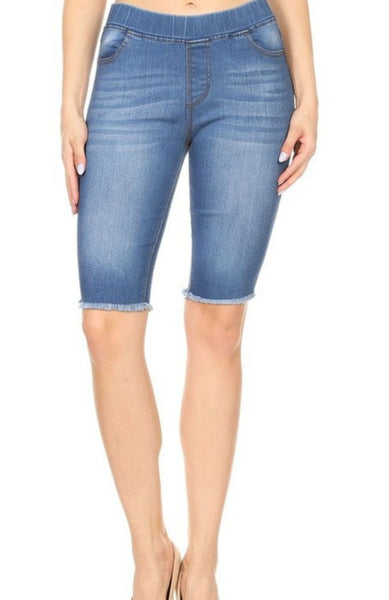 Frayed Hem Pull On Shorts-LOW STOCK