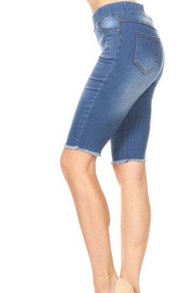 Frayed Hem Pull On Shorts-LOW STOCK