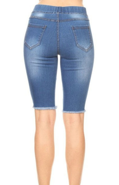 Frayed Hem Pull On Shorts-LOW STOCK