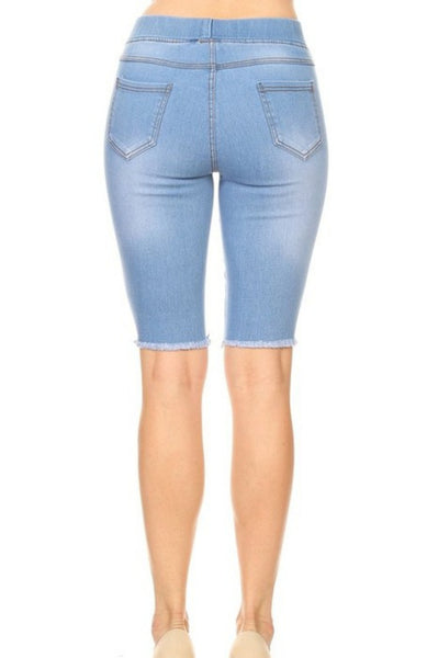 Frayed Hem Pull On Shorts-LOW STOCK