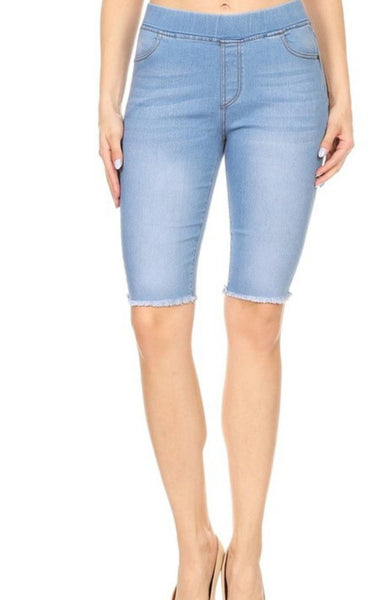 Frayed Hem Pull On Shorts-LOW STOCK