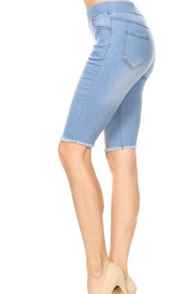 Frayed Hem Pull On Shorts-LOW STOCK