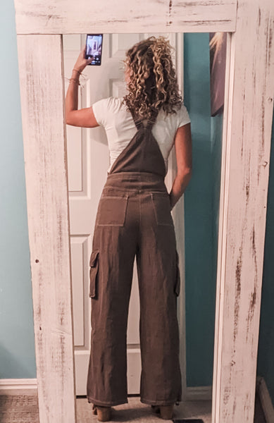 Cotton Twill Cargo Overall Jumpsuit-LOW STOCK