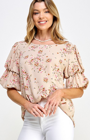 Puff Sleeve Floral Top-LOW STOCK