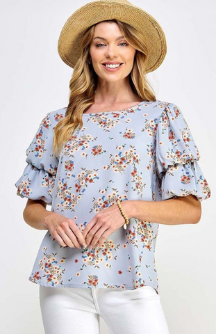 Puff Sleeve Floral Top-LOW STOCK